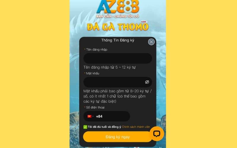 Điều thông tin đăng ký AZ888 vào biểu mẫu Điều thông tin đăng ký AZ888 vào biểu mẫu