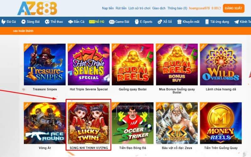 Các bước tham gia trò chơi nổ hũ song nhi thịnh vượng tại AZ888 Các bước tham gia trò chơi nổ hũ song nhi thịnh vượng tại AZ888