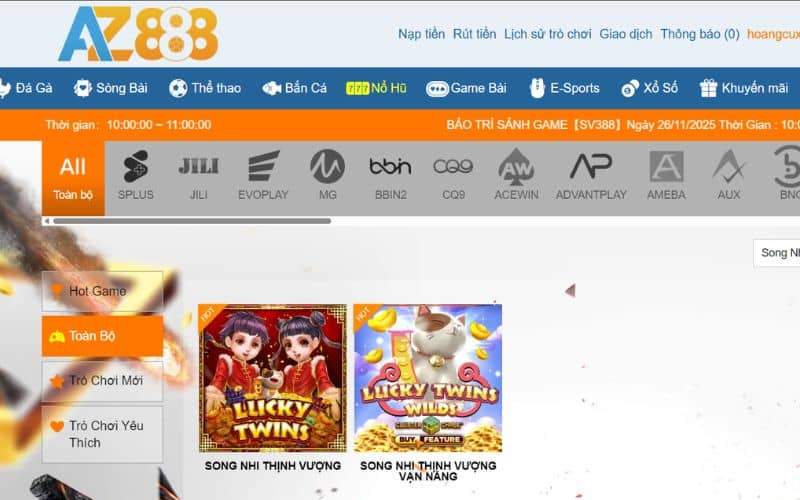 Song nhi thịnh vượng là trò chơi nổ hũ nổi bật tại AZ888 Song nhi thịnh vượng là trò chơi nổ hũ nổi bật tại AZ888